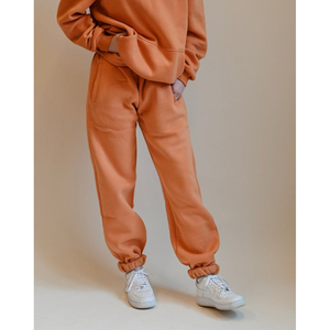 Conjunto Deportivo de Algodón Naranja para Hombre, Sudadera con Capucha y Pantalones Largos, Corte Regular, Color Sólido, Informal, Resistente al Viento para Invierno - Product Image 3