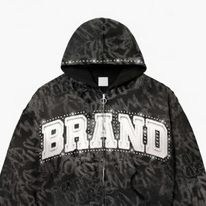 Vente en gros de sweats à capuche personnalisés à fermeture éclair intégrale en molleton épais pour les marques de style de vie américain sous marque privée - Product Image 5