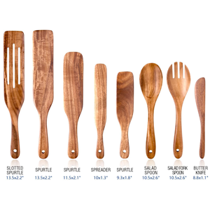 Ensemble d'ustensiles de cuisine en bois d'acacia naturel, 8 pièces, cuillères et spatules de cuisson ultra-résistantes à la chaleur, Vietnam - Product Image 2