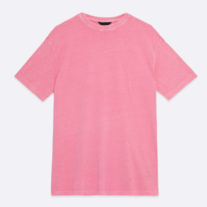 Camiseta Oversize de Algodón Grueso para Mujer, Estilo Casual, Color Sólido, para Verano, con Logotipo Personalizado, Estampado Vintage, Mangas Cortas - Product Image 3