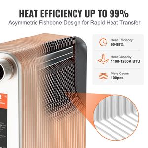 Intercambiador de Calor de Placas Soldadas 5"x 12" 100 Placas Cobre/Acero Inoxidable 316L Intercambiador de Calor Agua-Agua 5"x 12" 100 Placas - Product Image 3