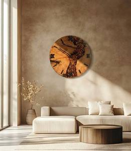Fresh Arrival Baltic Amber River Art Deco Quartz Hanging Wall Clock-Handmade Wood Resin Wedding Gift - Product Image 3
