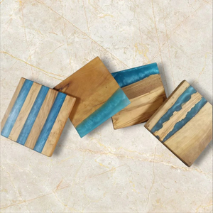 Classic <b>Square</b> Wood Eco-Friendly Washable Coasters <b>Set</b> for Coffee Table Elegant Home Decor - Product Image 6