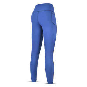 Leggings Largos de Cintura Alta para Mujer, Color Azul Sólido, Tejido Elástico de Nailon y Spandex, para Todas las Temporadas - Product Image 4