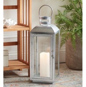 Lanternes de Noël écologiques au design moderne fantastique, cadre en fer argenté, panneaux en verre transparent, poignées en bronze, pour le jardin - Product Image 4