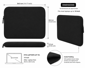Funda Protectora para Portátil de Lona Negra de 14 Pulgadas, Ligera y Delgada, para Notebook, Bengala Occidental - Product Image 2