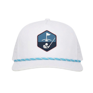 หมวกแก๊ปเบสบอลแบบ Snapback 5 ชิ้น ผ้ากันน้ำ แต่งโลโก้ PVC แบบกำหนดเอง ตัดด้วยเลเซอร์ มีรูระบายอากาศ ปีกหมวกแบน พร้อมเชือก สำหรับกีฬาเทนนิส กอล์ฟ - Product Image 1
