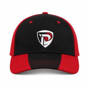 Gorra de Béisbol Negra y Roja de 6 Paneles con Logotipo Bordado en 3D, Parte Trasera Curvada, Unisex, Estilo Casual, Talla Adulto, Transpirable - Product Image 1