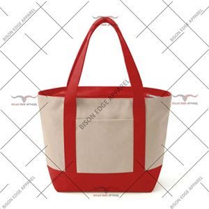 Canvas Tote Bag with Dual Shoulder Straps Front Utility Pocket Reusable Shopping Travel <b>Handbag</b> Custom Logo OEM ODM Wholesale - Product Image 3