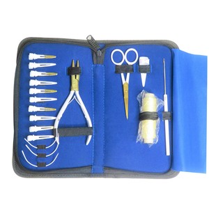Professional Hair Weaving Tool Kit with White Scissors, C-Curve <b>Needles</b> Hair Extension Thread and Sectioning Clips in Black <b>Case</b> - Product Image 6