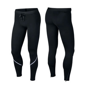 Leggings de sport pour hommes, noirs, à compression, longueur intégrale, anti-transpiration, avec cordon de serrage - Product Image 4