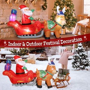 7ft 8pcs LED Lights 24W Double Deer Cart Santa Model Christmas Garden Elk Decoration Outdoor Holiday Yard Inflatable Decorations - Product Image 4