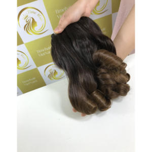Cabello humano Remy vietnamita virgen HD, duradero, color ombre, de todos los longitudes, con puntas gruesas, rizado con trama súper plana, sin pegamento, para pelucas. - Product Image 6