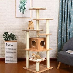 Multi-Layer Wood <b>Cat</b> <b>Tree</b> with <b>Scratch</b>-Resistant Rope Premium <b>Cat</b> Scratcher & Furniture - Product Image 1