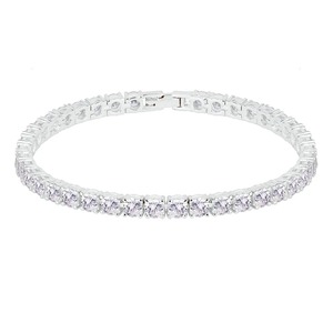 Bracelet Tennis de Luxe en Argent pour Hommes et Femmes, Pierres Moissanite Taillées, Bijoux Hip Hop Givrés, Plaqué Rhodium, Idéal pour Fêtes et Mariages - Product Image 1