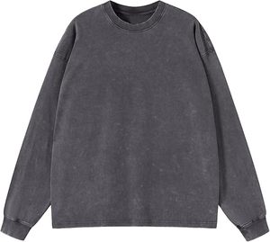 เสื้อสเวตเชิ้ตโอเวอร์ไซส์ผ้าฝ้าย 100% หนัก 400GSM แบบย้อมสีเอซิด ปักลายตามสั่ง สไตล์วินเทจ ล้างสีแบบมิเนอรัล ทรงไหล่ตก สำหรับฤดูใบไม้ผลิ - Product Image 4