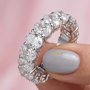 Anillo de Eternidad de Diamantes Cultivados en Laboratorio con Corte Ovalado de Lujo, Oro Blanco de 14K/18K, Anillo Completo para Boda o Aniversario, Joyería Fina para Mujer - Product Image 4