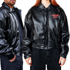 Men's custom embroidery leather varsity jacket chenille logo <b>button</b> and zip up PU varsity jacket street wear design - Product Image 1