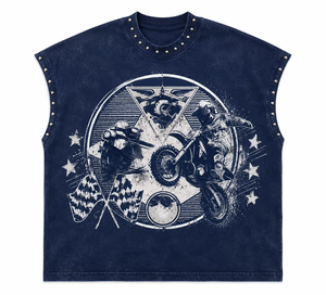 Custom Oversized <b>Rhinestone</b> Graphic Tank <b>Top</b> 100% Cotton Jersey Soft Fabric Vintage Style Sleeveless T Shirt Unisex OEM - Product Image 1