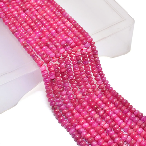 AAA Johnson Ruby 3mm-4mm Smooth Rondelle Loose Beads Natural <b>Pink</b> Ruby Precious Gemstone Loose Beads For Jewelry Making Supplies - Product Image 4