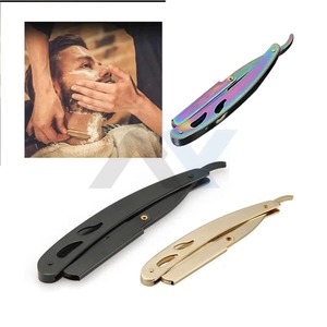 Navaja de Afeitar Recta de Acero Inoxidable con Bloqueo de Seguridad, Cuchilla Única, Herramienta Profesional para Barbería y Peluquería, Empaque Personalizado - Product Image 1