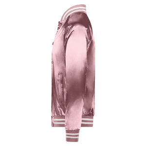 เสื้อแจ็คเก็ตบอมเบอร์ผ้าซาตินเนื้อนุ่ม 100% โพลีเอสเตอร์ สำหรับผู้ชาย รุ่นสปริง สตาร์ทเตอร์ เลตเตอร์แมน วาซิร์ตี้ แจ็คเก็ต OEM ดีไซน์แบบกำหนดเอง - Product Image 3