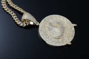 Pendentif Hip-Hop de Haute Qualité en Argent Sterling 925 Plaqué Or 14K, Serti de Zircons Ronds, Vente en Gros Directe Usine de Bijoux - Product Image 6