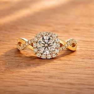 แหวนเพชรทรงกลม 1 กะรัต เพชรเลี้ยงในห้องปฏิบัติการ แหวนหมั้น ทองคำแท้ 10K 14K 18K ดีไซน์เครื่องประดับชั้นดี รับรองโดย IGI สี E VVS 1 กะรัต 0.30 กะรัต - Product Image 2