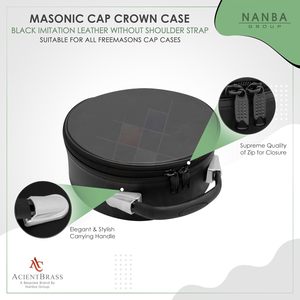 Estuche de Almacenamiento para Gorra y Insignias Masónicas, Forma Redonda, Cuero Sintético Negro, Cierre Resistente, Interior de Terciopelo, Ligero - Product Image 5