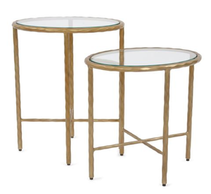 Table basse ronde dorée avec plateau en verre, table d'appoint en métal, table d'appoint moderne pour salon, hôtel - Product Image 2