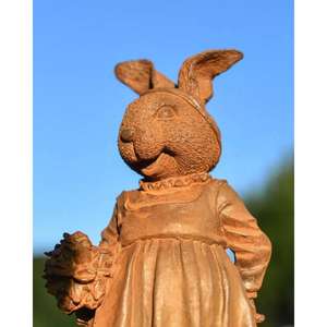 Statue de lièvre rustique, fournitures pour la décoration de la ferme, lièvre antique décoratif avec fleurs, sculpture, prix d'usine - Product Image 1