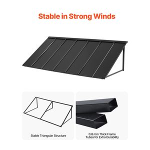 Toldo Fijo de Metal para Ventanas y Puertas de 80 x 36 Pulgadas, Ancho Máximo de 6 m, Proyección Máxima de 5 m, Toldos con Estructura de Acero para Protección Contra Lluvia, Nieve y Luz Solar - Product Image 3