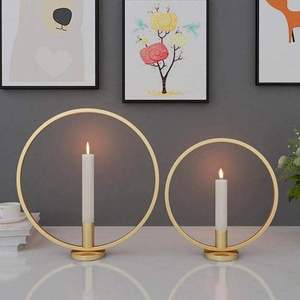 Support à bougie en laiton de luxe, forme géométrique ronde, support décoratif en métal pour salon, chambre, centre de table de mariage, au meilleur prix - Product Image 4