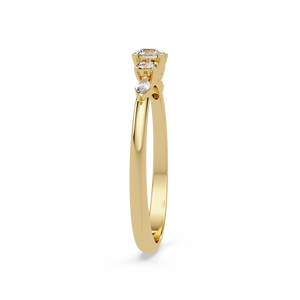 Minimalist 14K gold Engagement <b>Ring</b> Graduated Marquise Round Cut Lab Grown Diamond Wedding Band custom Fine jewelry for women's - Product Image 3