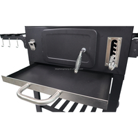Barbecue XL au charbon de bois en acier thermolaqué avec chariot pour usage extérieur
