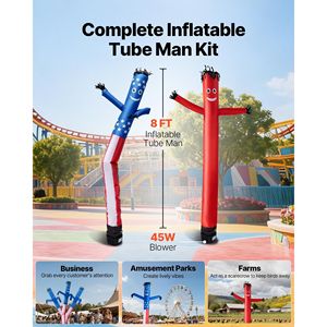 8 ft Tall 1/15 HP IPX3 Waterproof <b>Inflatable</b> Tube Man Blower Wacky Waving Wind Flying <b>Inflatable</b> Dancing Advertising <b>Inflatables</b> - Product Image 2