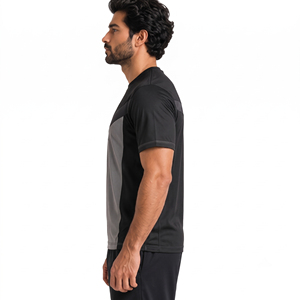 Camiseta Deportiva de Manga Corta para Hombre, con Bloques de Color, de Secado Rápido, Transpirable, Corte Regular, Cuello Redondo, para Entrenamiento y Gimnasio, 100% Algodón - Product Image 3