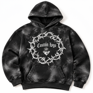 Sudadera con capucha de felpa francesa 100% algodón con cremallera, diseño gráfico Dark Thorn, lavado a la piedra, estilo vintage, oversize, streetwear, alternativa - Product Image 2