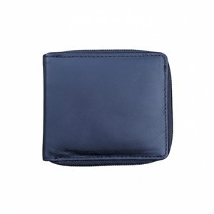 Classic Leather Bifold <b>Wallet</b> Minimalist Plain Smooth Surface Design Multiple Card Slots Zipper Coin Pocket Cash Organizers - Product Image 3