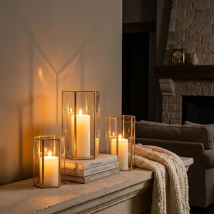 Farol Metálico Vintage para Decoración Rústica del Hogar, Portavelas Clásico de Hierro con Paneles de Vidrio, Regalo de Navidad para Restaurantes y Patios - Product Image 1