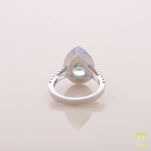 <b>Green</b> Pear Cut Moissanite Diamond Halo Engagement <b>Ring</b> in 925 Sterling Silver Promise <b>Ring</b> for Women - Product Image 4