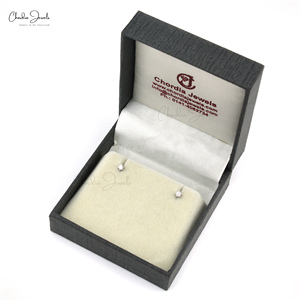 Boucles d'oreilles clous en or blanc massif 14 carats avec diamants G-H ronds de 2,5 mm, fabrication asiatique, livraison gratuite - Product Image 5