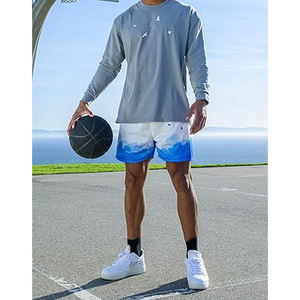 Pantalones Cortos de Malla para Hombre con Diseño de Agua Oceánica, Estampado Pointelle, Tejido Pesado, Patrón Personalizado en Toda la Superficie, Logotipo Frontal Personalizado, Cordón Ajustable - Product Image 3