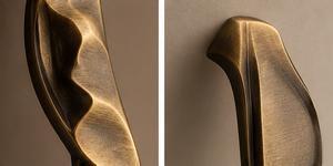 Poignée de porte en forme de feuille torsadée, finition bronze antique, longue poignée de meuble au contour fluide, quincaillerie décorative pour meubles - Product Image 2