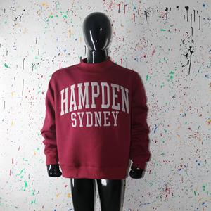 HAMPDEN SYDNEY BROWN <b>Mock</b> <b>Neck</b> Sweatshirt 100% GREY Applique Embroidery wide <b>neck</b> Sweatshirt Finer Threads - Product Image 3