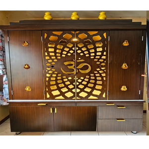 Hindu Temple Design for Home in Teak Wood Modern OM Design Teak Wooden Temple Teak Wooden Temple for Pooja <b>Mandir</b> Australia - Product Image 1