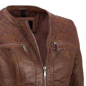 Nuevas Chaquetas Marrones Personalizadas con Logotipo para Mujer, Chaqueta Vintage para Invierno, Abrigos Modernos de Cuero, Chaquetas Bomber de Piel Auténtica, Ropa Urbana - Product Image 6