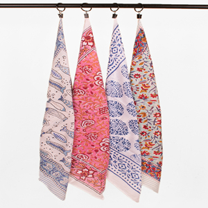 Boho Style Hand Block Printed Cotton Bandanas 55x55cm Aesthetic Floral Square Scarf Premium Artisan Headband & <b>Neck</b> <b>Tie</b> - Product Image 2