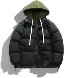 Men Autumn Winter Casual Hooded Cotton Down <b>Coat</b> with Zipper Outdoor Windproof Jacket Standard Thickness Warm Puffer <b>Coat</b> - Product Image 1