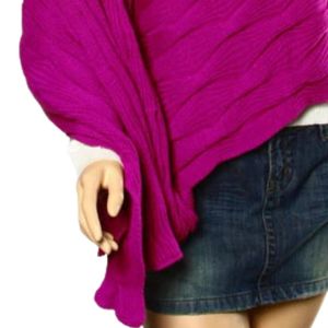 Pink Cable Knit <b>Wrap</b> Shawl Soft Warm Fashion Scarf Women Casual Winter Shoulder Cover Elegant Cozy Outerwear Accessory - Product Image 2